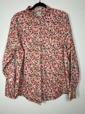LL.Bean Women's Wrinkle Free Pinpoint Oxford Shirt Relaxed Fit Long Sleeve Print